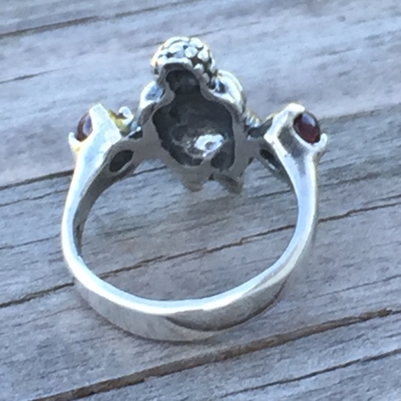 Goddess of Willendorf Ring .925 Sterling Silver w/ 2 genuine Garnet gems USA - Picture 9 of 15